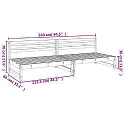 vidaXL Canapés centraux de jardin 2 pcs marron miel bois pin massif pas cher