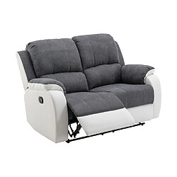 Acheter Vente-Unique Canapé 2 places relax en microfibre et simili gris et blanc BRODY