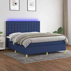 Sommier à lattes,Cadre à lattes de lit et matelas et LED pour Adulte Bleu 160x200 cm Tissu -MN65443