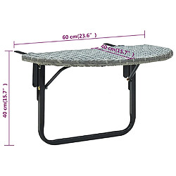 vidaXL Table de balcon Gris 60x60x40 cm Résine tressée pas cher