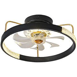 Universal Lampe ventilateur de plafond de 50cm, télécommande tricolore de 220V, application LED80W Lampe ventilateur de plafond de salle à manger, cuisine équipée d'une lampe ventilateur et d'un pendentif de salon ventilateur intégré, noir 