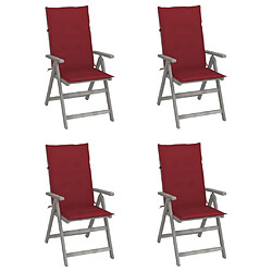 Maison Chic Lot de 4 Chaises inclinables de jardin - Fauteuil d'extérieur avec coussins Bois d'acacia -MN45638