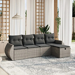 vidaXL Salon de jardin 5 pcs avec coussins gris résine tressée 