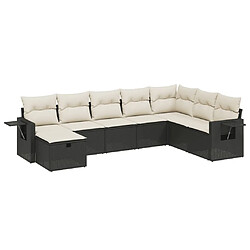 vidaXL Salon de jardin 8 pcs avec coussins noir résine tressée