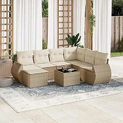 Maison Chic Salon de jardin avec coussins 8 pcs | Ensemble de Table et chaises | Mobilier d'Extérieur beige résine tressée -GKD34017