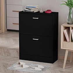 Ahd Amazing Home Design Armoire à chaussures 2 portes battantes jusqu'à 12 paires 63x24x80cm Sko, Couleur: Noir