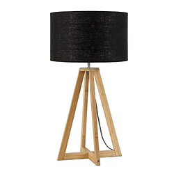 Good&Mojo EVEREST-Lampe à poser Bambou & Lin Naturel H34cm Noir Good & Mojo 