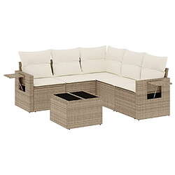 vidaXL Salon de jardin avec coussins 6 pcs beige résine tressée