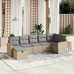 vidaXL Salon de jardin avec coussins 7pcs mélange beige résine tressée 