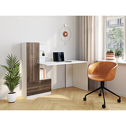 Vente-Unique Bureau avec armoire de rangements - Blanc et naturel - MIDIALI II