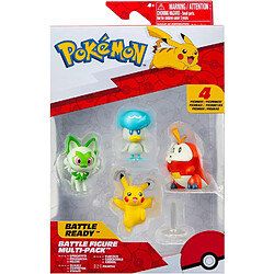 Jazwares Pokémon - Set de 4 figurines de bataille - Pikachu, Crokel, Kwaks, Felori 