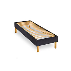 Mes Sommier en Kit 14 lattes nues, coutil tissu coton 90x190cm, coloris noir