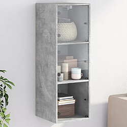 vidaXL Armoire murale avec portes en verre gris béton 35x37x100 cm