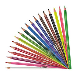 Crayon de couleur Stabilo Color couleurs assorties dont 3 fluos - Pochette de 18