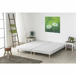 Avis DEKO DREAM 2 sommiers tapissiers à lattes bois massif blanc + pied 160 x 200 cm