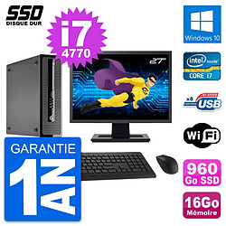 PC HP ProDesk 400 G1 SFF Ecran 27" i7-4770 RAM 16Go SSD 960Go Windows 10 Wifi · Occasion 