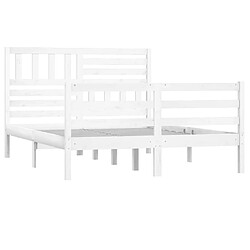 Avis Maison Chic Lit Double - Cadre de lit,Structure du lit Contemporain Blanc Bois massif 135x190 cm -MN13867