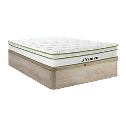 Vente-Unique Ensemble 160 x 200 cm sommier coffre naturel clair + matelas ressorts ensachés 5 zones et coutil bambou ép.28cm - PASIR de YSMÉE