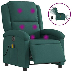 Maison Chic Fauteuil Relax pour salon, Fauteuil de massage inclinable électrique Vert foncé Tissu -GKD32372