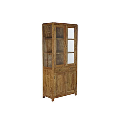 Pegane Armoire vitrine en bois acacia avec 2 tiroirs 4 portes et 3 étagères - Largeur 85 x Hauteur 190 x Profondeur 40cm