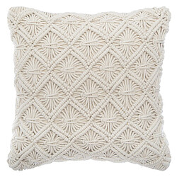 Atmosphera, Createur D'Interieur Coussin design ethnique macramé Eté Indien - L. 40 x l. 40 cm - Beige