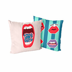 Happy Friday Housse de coussin HappyFriday Aware Lips Multicouleur 50 x 50 cm 2 Pièces