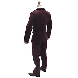 1/6 Echelle Costume à l'Occidentale Veston Chemise Pantalon Cravate Ceinture Homme Vêtements Moderne en Tissu pour Figurine Poupée 12 Pouces - Rouge Foncé pas cher