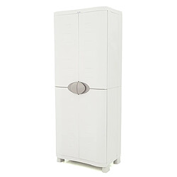 Pegane Armoire meuble de rangement 2 portes, intérieur/extérieur coloris beige - Longueur 70 x Profondeur 45 x Hauteur 184 cm