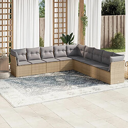 Maison Chic Salon de jardin avec coussins 9 pcs | Ensemble de Table et chaises | Mobilier d'Extérieur beige résine tressée -GKD64325