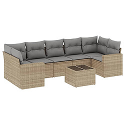 vidaXL Salon de jardin avec coussins 8 pcs beige résine tressée