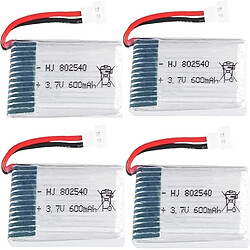 Lot de 4 Batteries Lipo 3.7V 600mAh pour Drones | Compatible avec Syma X5, Cheerson CX-30W, Skytech M68 | Haute performance et durabilité | Chargeur inclus pas cher