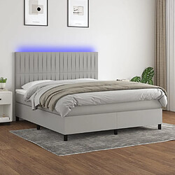 vidaXL Sommier à lattes de lit et matelas et LED Gris clair 180x200 cm