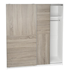 Pegane Armoire placard / meuble de rangement coloris chêne/blanc - Hauteur 200 x Longueur 180 x Profondeur 60 cm 