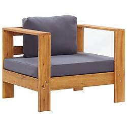 vidaXL Chaise de jardin avec coussin Gris foncé Bois d'acacia solide 