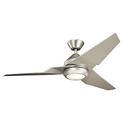 Elstead Lighting Ventilateur de plafond 152 cm avec lumière LED variable 3000 K, nickel brossé, télécommande 