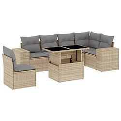 vidaXL Salon de jardin avec coussins 7 pcs beige résine tressée