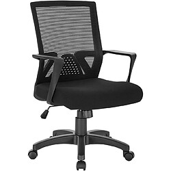 Helloshop26 Chaise de bureau avec accoudoir et fonction bascule en nylon noir 19_0000148