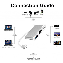 Alpexe Adaptateur USB C 3.1 Type-C vers HDMI, 3 en 1 concentrateur Hub-C vers HDMI 4k + Port USB 3.0 + PD Adaptateur Multiport A