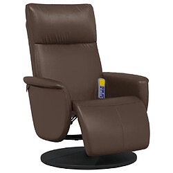 vidaXL Fauteuil inclinable de massage repose-pieds marron similicuir