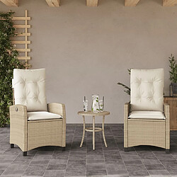 Maison Chic Lot de 2 Chaises inclinables de jardin et coussins | chaises Relax d'extérieur beige rotin -GKD26205