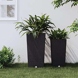 vidaXL Jardinière et intérieur amovible anthracite 21 /49 L rotin PP