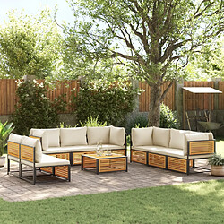 vidaXL Salon de jardin avec coussins 9 pcs bois massif d'acacia 