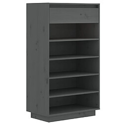 vidaXL Armoire à chaussures Gris 60x34x105 cm Bois de pin massif