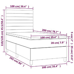 Acheter vidaXL Sommier à lattes de lit et matelas et LED Crème 100x200cm Tissu