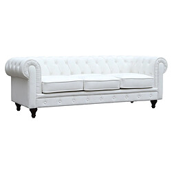 Habitat Et Jardin Canapé fixe Chesterfield Aliza - 208 x 82 x 70 cm - 3 places - Blanc 