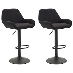 Non Lot de 2 tabourets de bar Braga tissu noir