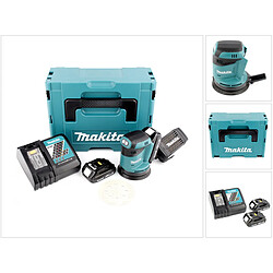 Makita DBO 180 RYJ Ponceuse excentrique sans fil, 18V + 2x Batteries 1,5Ah + Chargeur + Makpac