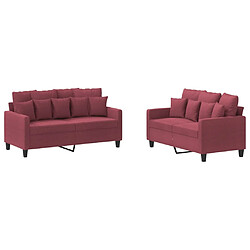 vidaXL Ensemble de canapés 2 pcs avec coussins Rouge bordeaux Tissu