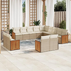 vidaXL Salon de jardin avec coussins 13 pcs beige résine tressée