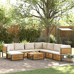 vidaXL Salon de jardin avec coussins 9 pcs bois massif d'acacia